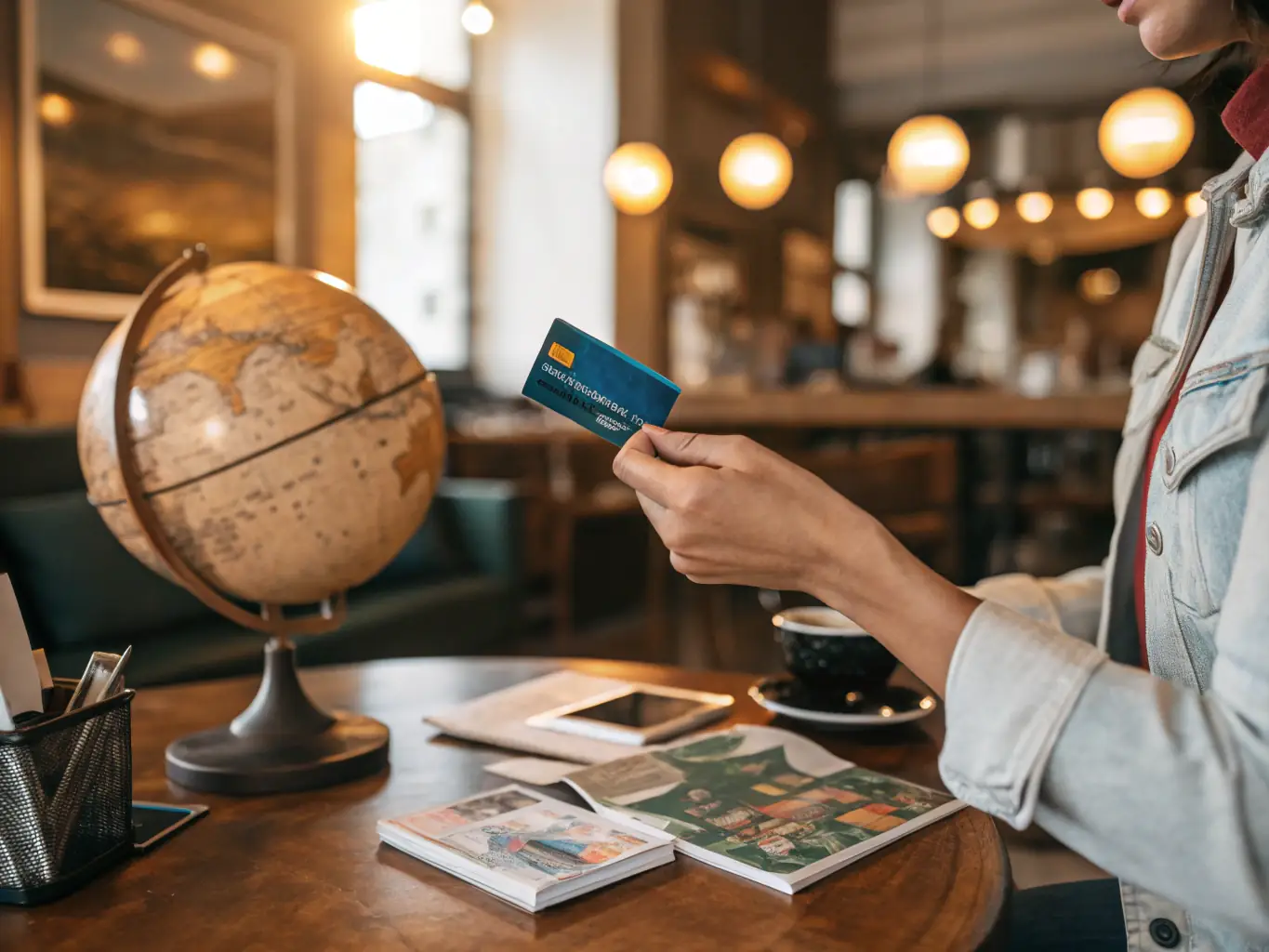 A diverse group of people using various Corporate-Zenus.com credit cards in different scenarios (shopping, traveling, dining), showcasing the versatility and global acceptance of the cards.